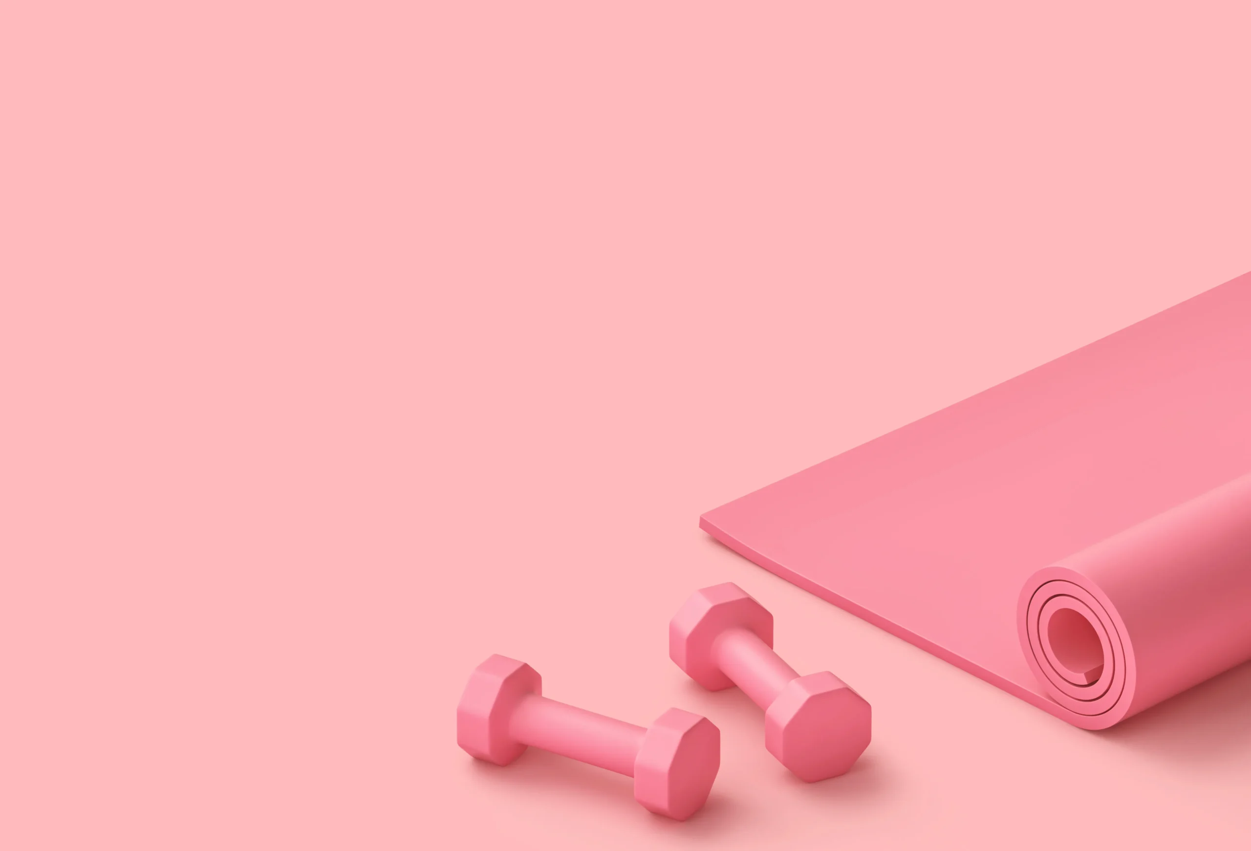 StrongHer fitness Wijchen roze halters en roze foam roll mat op roze vloer